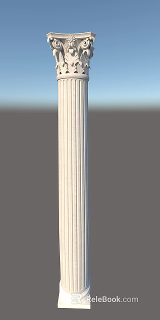 White Fluted Architectural Column With Vertical Grooves And Neutral Gradient Background 3d model 