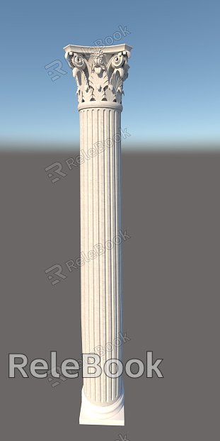 Stone Column Cylinder Corinthian Cylinder with Groove Support Column model