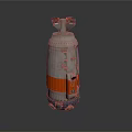 Detailed Spacecraft Model With Gray White Body Orange Stripe Top Structure And Bottom Landing Legs