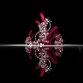 Crown Shaped Decorative Object With Red Ribbons Decorative Elements And Reflection On Black Background 3d model