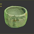 Hand Carved Ceramic Sculpture Decorative Bowl with Textured Surface and Orange Blue Patterns