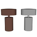 Modern Table Lamps Brown And Silver Cylindrical Base With Round Shade 3d model