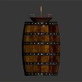 Unique Rustic Wooden Barrel Washbasin With Ceramic Basin Faucet And Metal Rivets