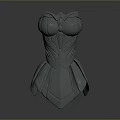 Female Warrior Character Gray Structured Armor With Ornate Chest Design And Flared Skirt