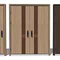 Modern Security Doors With Three Different Wooden Panel Designs And Vertical Stripes 3d model