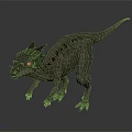 Detailed 3D Dinosaur Character Model With Spiked Head And Scaly Skin