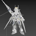 Detailed Sci Fi Woman in Futuristic Mechanical Armor Holding Swords and Blue Accents