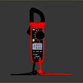 Professional Digital Clamp Meter With Black Red Design And Test Leads On Gray Background