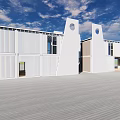 Modern Guesthouse Architecture With White Exterior Geometric Design Circular Windows And Wooden Deck