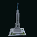 Tall Monument Structure With Stone Pedestal Top Statue Square Base And Green Patches