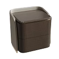 Modern Luxury Brown Textured Nightstand With Gold Metal Trim And Two Spacious Storage Drawers