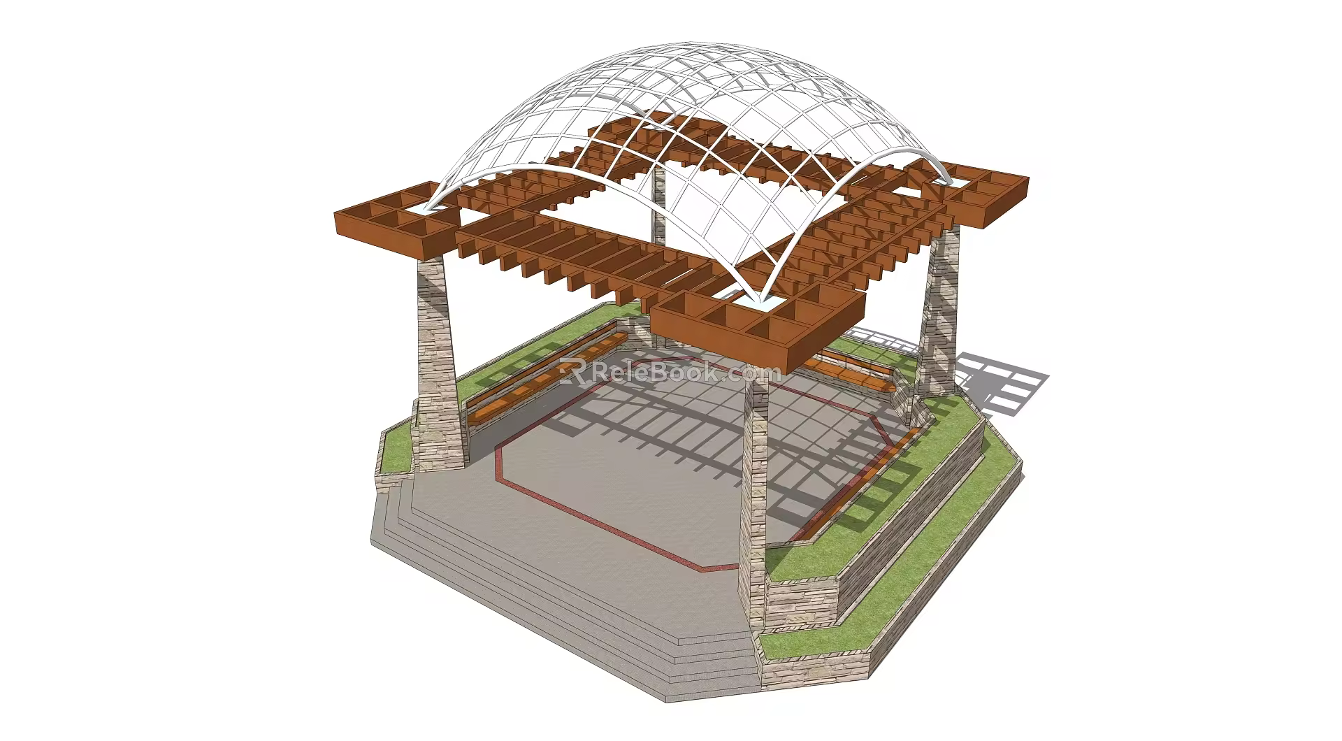 modern pavilion openwork pavilion 3d model