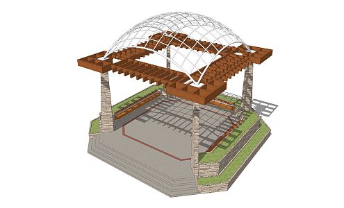 modern pavilion openwork pavilion 3d model