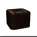 Dark Brown Wooden Side Table with Tray Top Grid Pattern and Gold Accent Strip