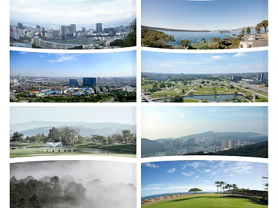 Diverse Scenery Collection Featuring City Skyline Coastal Views And Green Landscapes 3d model