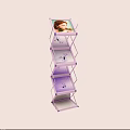Purple Standing Display Shelf With Multiple Tiers And Displayed Items 3d model