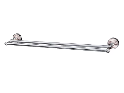 Chrome Metal Double Bar Wall Mounted Bathroom Towel Rack For Daily Use 3d model