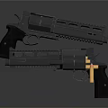 Tactical Black Pistols With Ammunition And Detailed Metal Design Structure