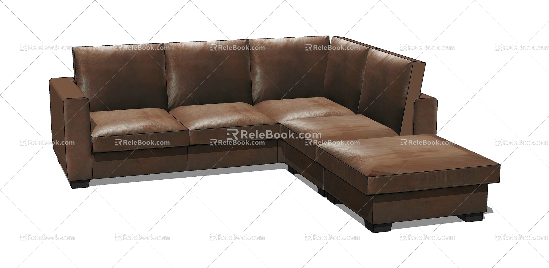 Style Multiplayer Corner Sofa Leather Corner Sofa for Office 3d model