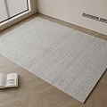 Square Rug With Gray Woven Texture On Wooden Floor For Television Display Area