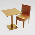 Modern Orange Square Table and Chair Set with Smooth Surface and Minimalist Design 3d model