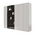 Modern Light Colored Storage Cabinet With Glass Doors Open Shelves In Living Room For Books