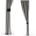 Gray Fabric Curtains With Black Tiebacks For Modern Interior Design 3d model