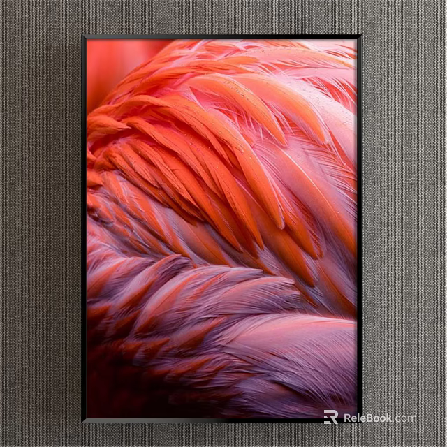 Closeup View Of Vibrant Pink And Orange Flamingo Feathers With Soft Texture 3d model 