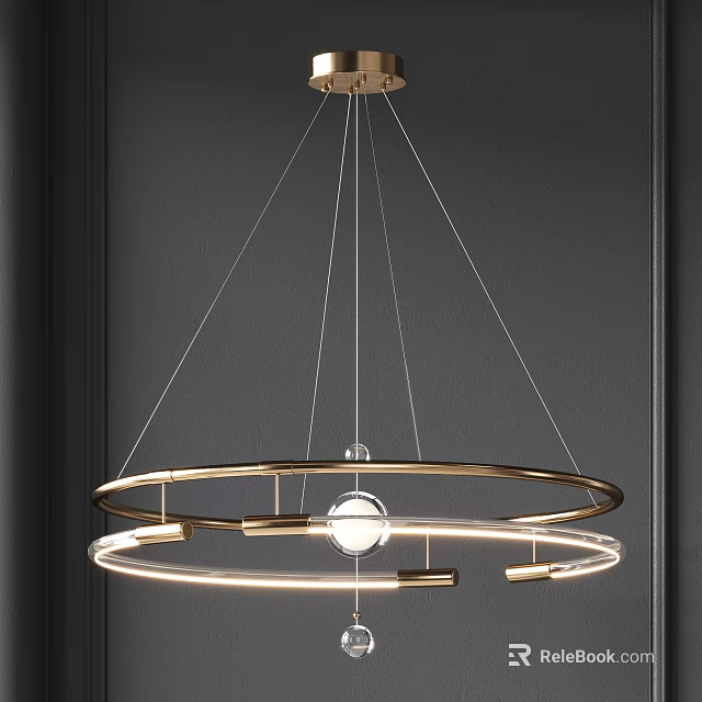 Modern Multi layer Circular Ring Chandelier With Metal Frame And Illuminated Light Fixture 3d model
