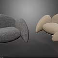 Modern Gray and Beige Single Sofa with Round Armrests and Comfortable Seats 3d model