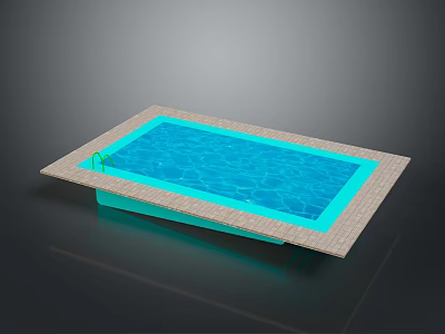 Modern Rectangular Swimming Pool Design With Blue Water And Light Tile Border 3d model