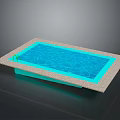 Modern Rectangular Swimming Pool Design With Blue Water And Light Tile Border 3d model