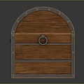 Vintage Wooden Chest with Curved Lid and Decorative Metal Clasps Classic Storage Design