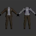 Man Wearing Different Colored Suits with Vest Tie and Backpack