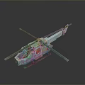 Detailed 3D Helicopter Model Featuring Rotors and Fuselage Structure