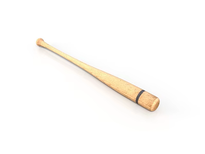 Realistic style baseball bat baseball bat wooden baseball bat classic baseball bat sports equipment sporting goods realistic cartoon 3d model