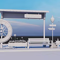 Winter Festival Bus Station Photo Spot With Large Clock Bench And Star Decorations