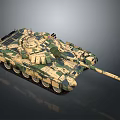 Camouflage Painted Military Tank 3D Model Featuring Cannon Turret And Tracks