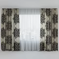 Elegant Curtains With Black Floral Patterns And White Sheer Panels For Home Decor