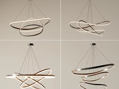 Modern Creative Circular Ring Spiral Chandeliers With Stylish Metal Frame Lighting Design 3d model