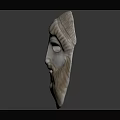 Classical Ancient Stone Mask With Curly Hair Beard And Facial Features