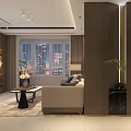 Modern Living and Dining Room Interior With Sofa Coffee Table TV And Decorative Painting