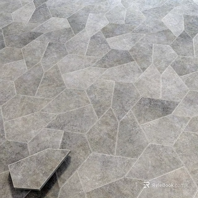 Gray Geometric Stone Floor With Interlocking Tile Pattern And Natural Texture 3d model 