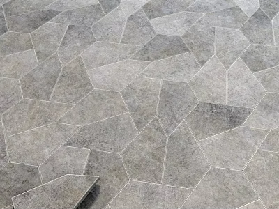 Gray Geometric Stone Floor With Interlocking Tile Pattern And Natural Texture 3d model