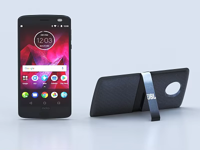 Modern Smartphone With Screen Display And Black Case Featuring Built In Stand 3d model