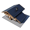 Rustic Wooden Detached Villa With Black Roof Balcony Chimney And Attic Windows