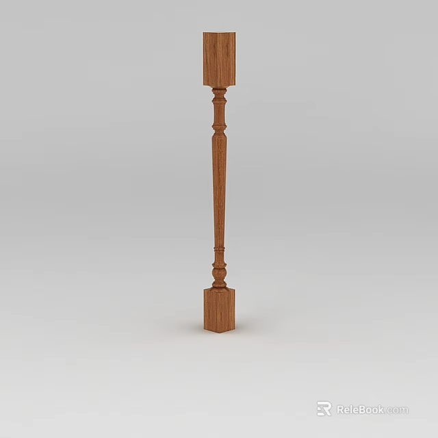 Wooden Column Component With Natural Wood Grain And Structural Design Details 3d model 