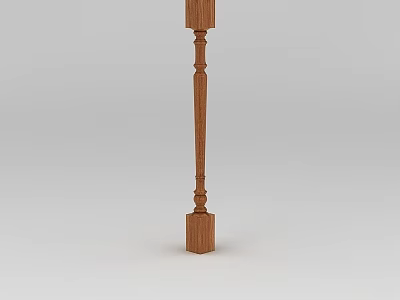 Wooden Column Component With Natural Wood Grain And Structural Design Details 3d model
