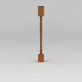 Wooden Column Component With Natural Wood Grain And Structural Design Details