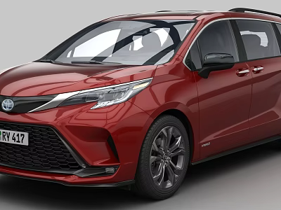 Red Toyota MPV Car With Sleek Front Grille And Black Alloy Wheels 3d model